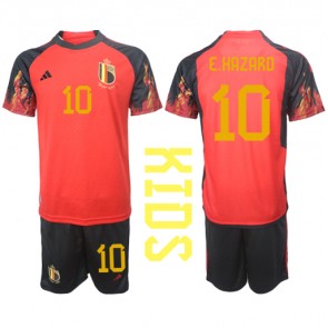 Belgien Eden Hazard #10 Hjemmebanesæt Børn VM 2022 Kort ærmer (+ korte bukser)